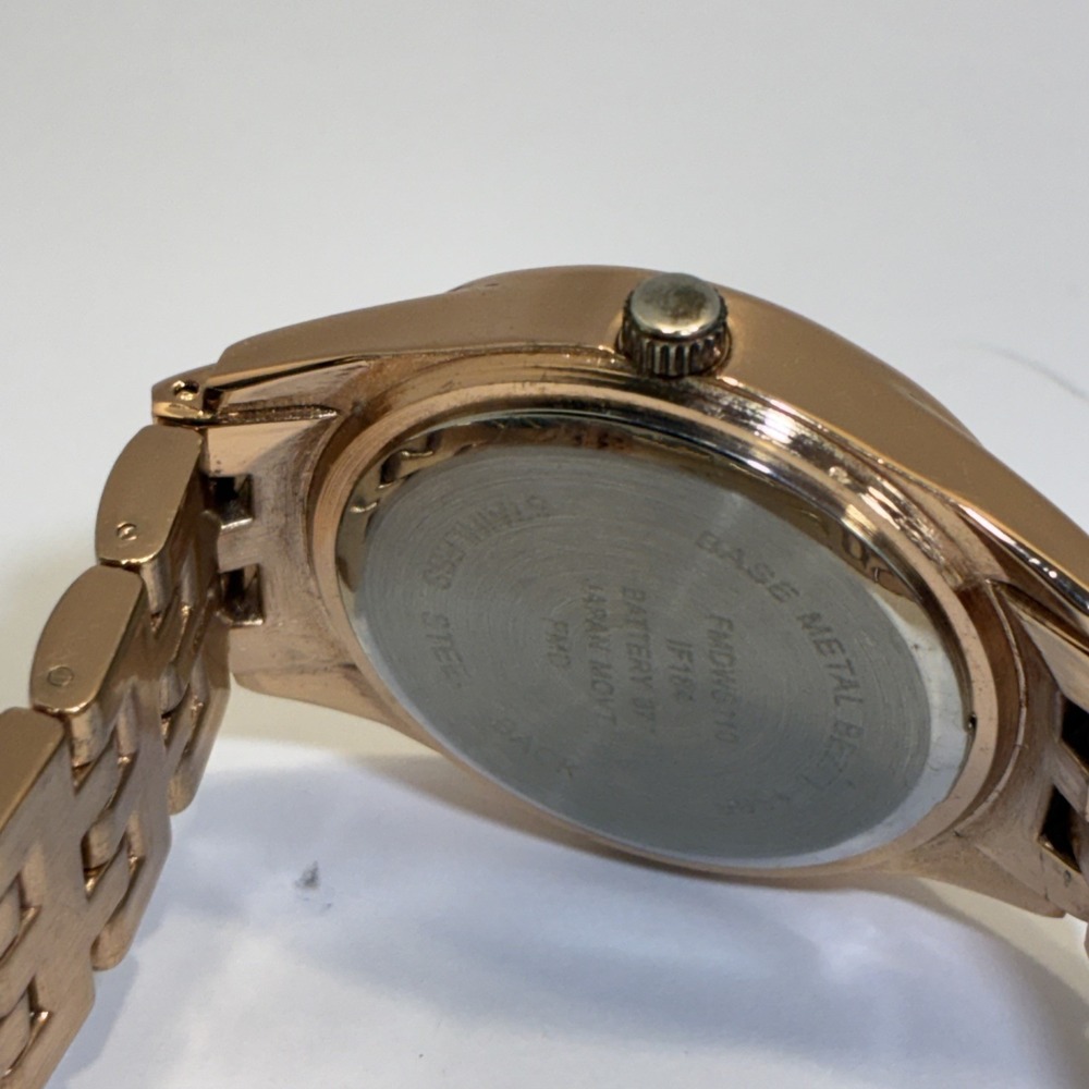 Watch Round Rose Gold Tone Link Bracelet New Battery Japan Runs Lady's Stylish - Picture 12 of 12